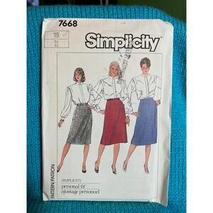 Simplicity sewing pattern  7668 skirt midi A line